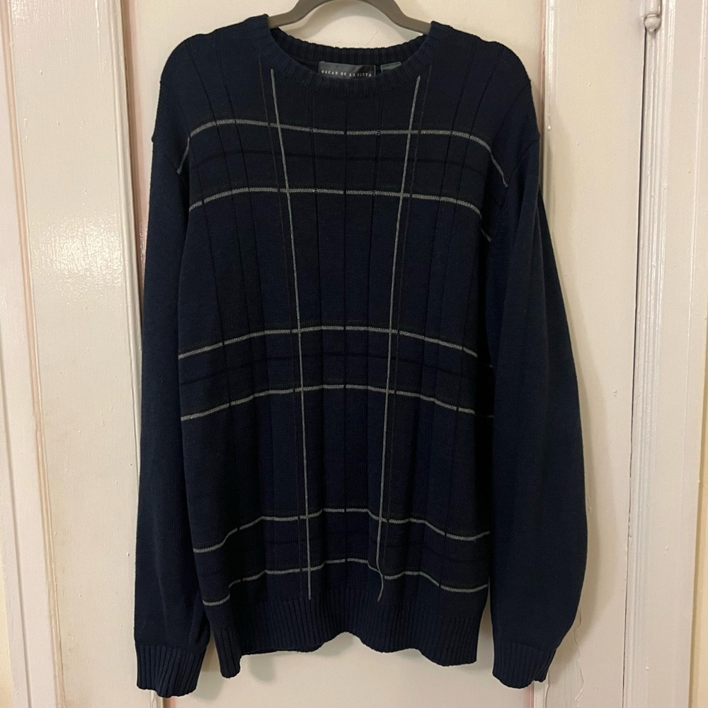 OSCAR DE LA RENTA Sweater Vintage Y2K cable knit oversized grandpa striped top